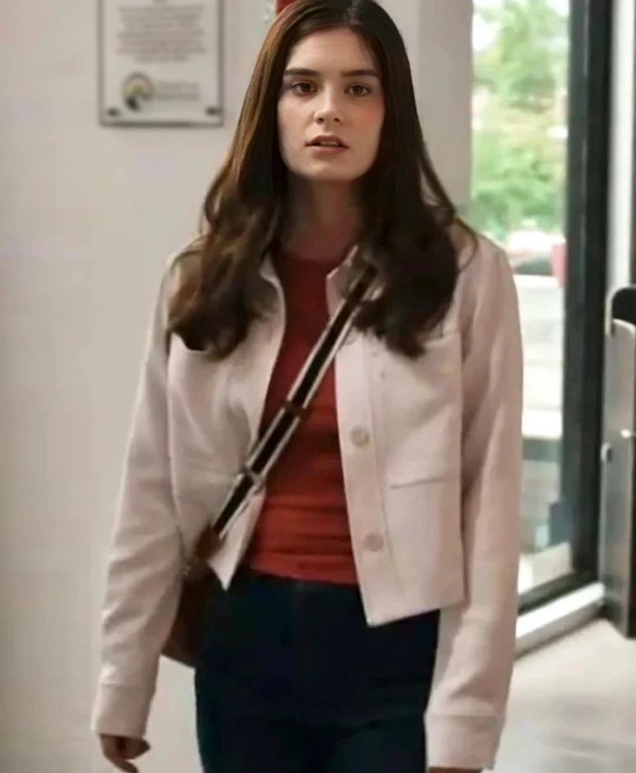 Grace Aiello Film The Stranger In My Home 2025 Beige Cropped Jacket