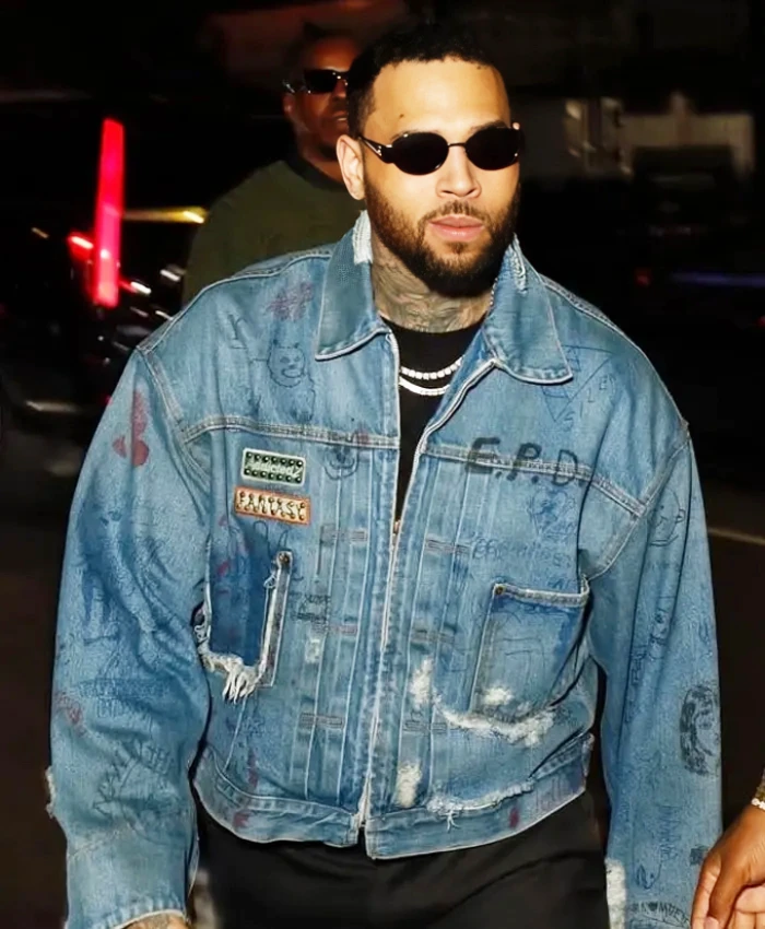Grammy Celebration Party 2026 Chris Brown Ur Fantasy Blue Denim Jacket