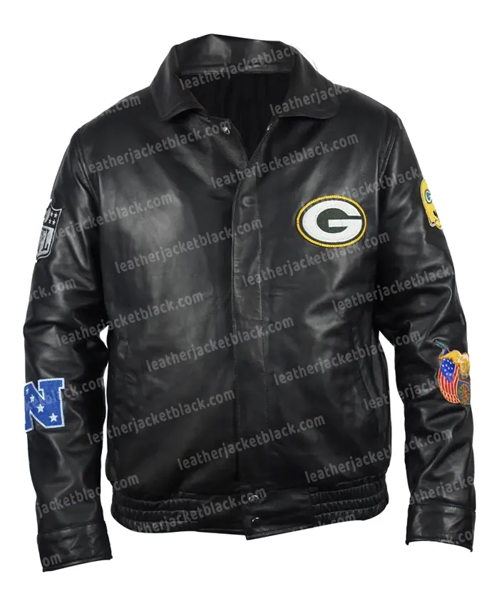 Green Bay Packers Jeff Hamilton Black Leather Jacket