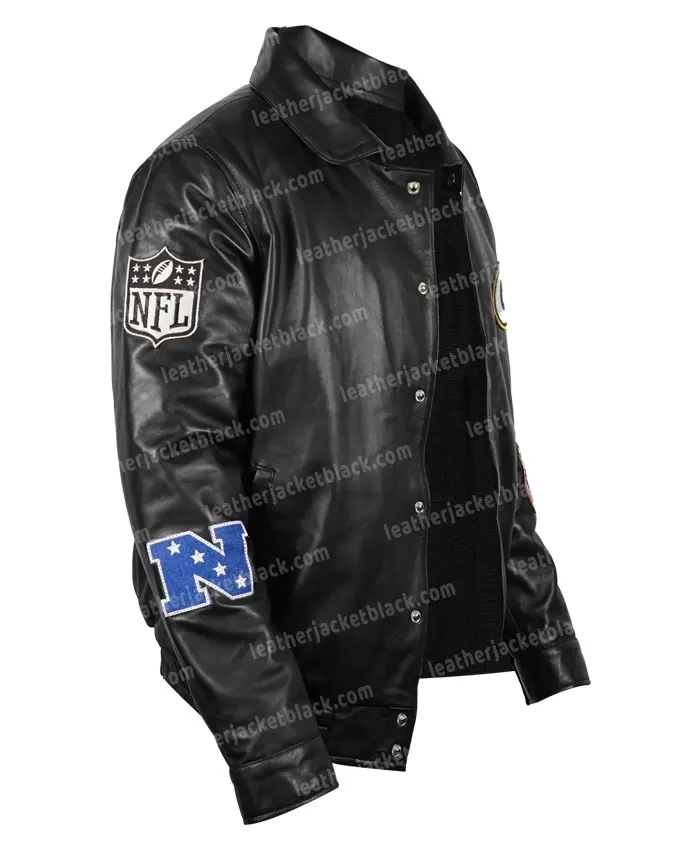 Green Bay Packers Jeff Hamilton Leather Black Jacket