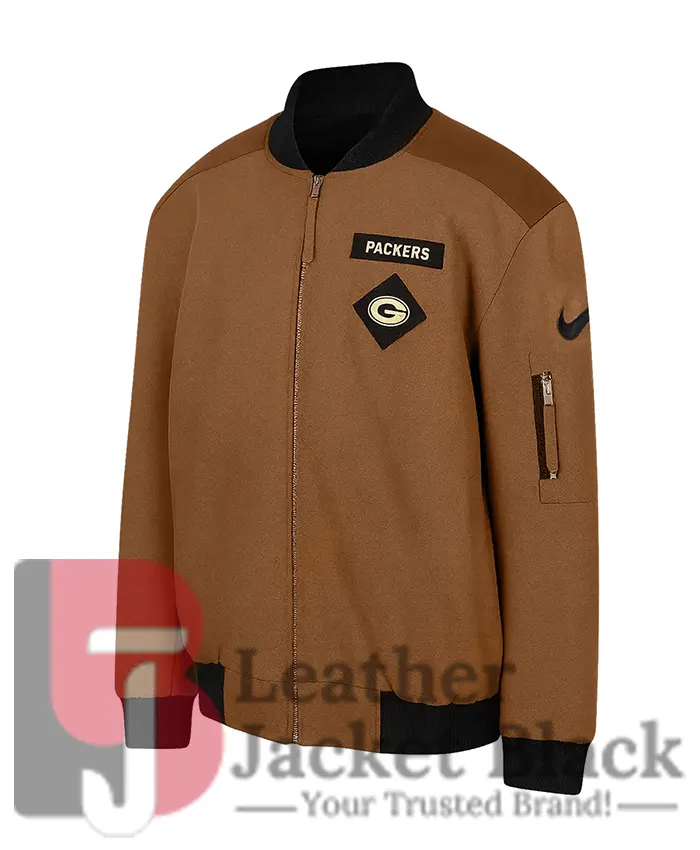 Green Bay Packers Salute To Service Bomber Brown Jacket 1