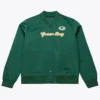 Green Bay Packers Throwback Graphics Full Snap Green Satin Jacket