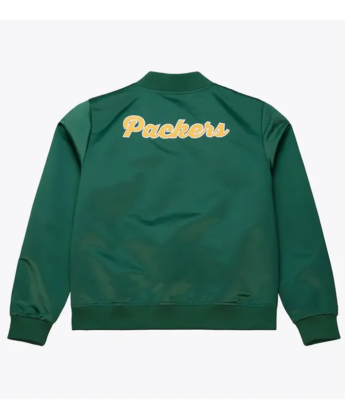 Green Bay Packers Throwback Graphics Green Satin Jacket