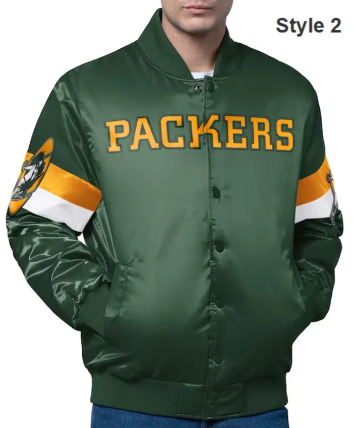 Green Bay Packers Triple Option Varsity Satin Jacket