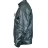 Green Ethan Distressed Waxed Leather Cafe Racer Jacket