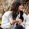 Gunes Hande Ercel TV Series Reminder S01 Hande Ercel White Leather Jacket