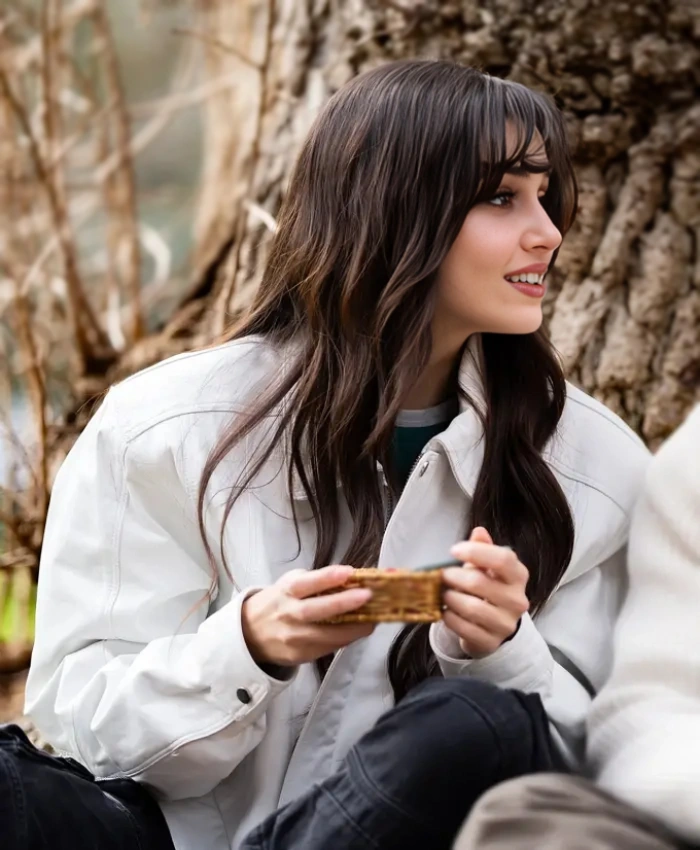 Gunes Hande Ercel TV Series Reminder S01 Hande Ercel White Leather Jacket