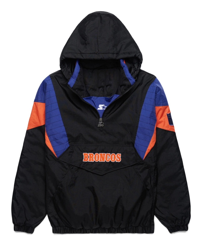 HOMAGE X Starter Broncos Blackout Breakaway Hooded Pullover Jacket