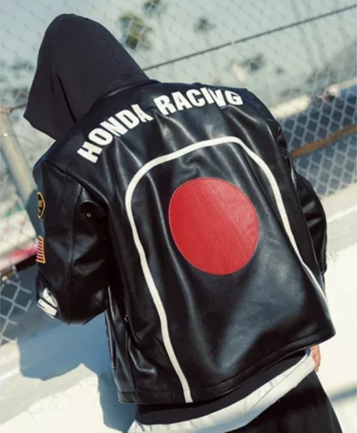 HRC X Vanson X Larry Honda Racing Black Leather Jacket