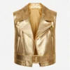 Hailey Bieber Biker Belted Golden Vest For Women