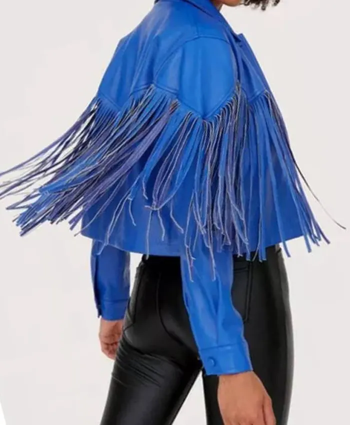 The Voice S27 Hailey Wright Fringe Blue Jacket - Image 3