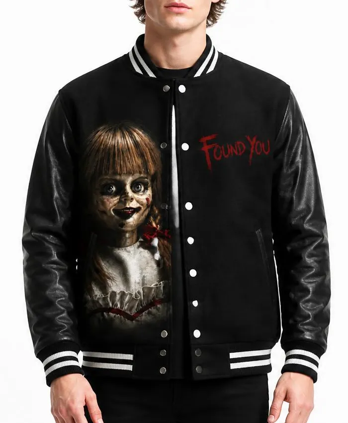 Halloween Annabelle Black Letterman Jacket Mens