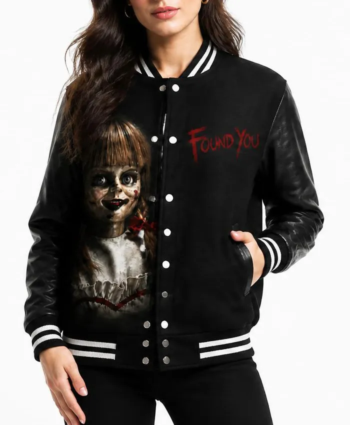 Halloween Annabelle Black Letterman Jacket Womens