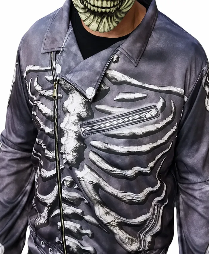 Halloween Cool Skeleton Purple Biker Leather Jacket For Men and Women