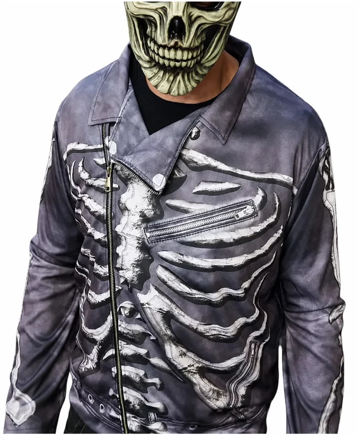 Halloween Cool Skeleton Purple Biker Leather Jacket