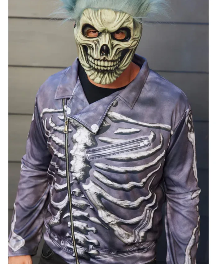 Halloween Cool Skeleton Purple Leather Jacket For Men and Women