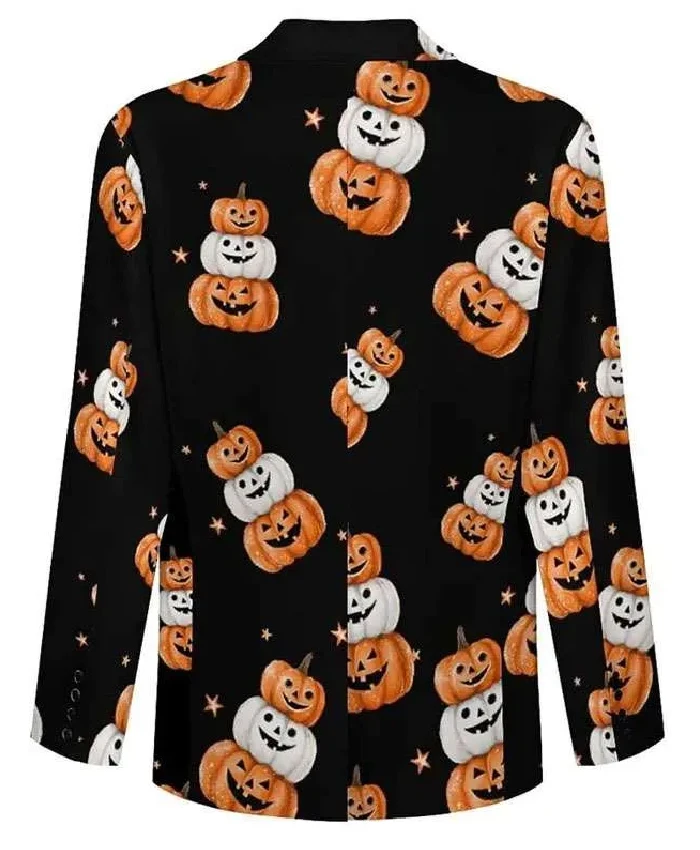 Halloween Cute Pumpkins Black Blazer For Men and Women