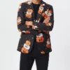 Halloween Cute Pumpkins Printed Black Blazer For Men and Women