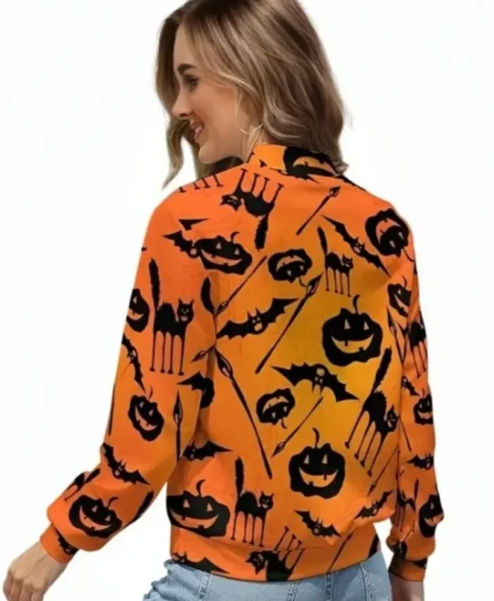 Halloween Eve Bomber Pumpkin Jacket
