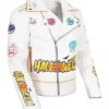 Halloween Pumpkin White Biker Leather Jacket
