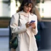 Hande Ercel TV Series Reminder 2025 Gunes White Suiting Fabric Coat