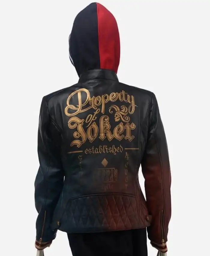 Harley Quinn Daddys Lil Monster Suicide Squad Quilted Black Hooded Leather Jacket