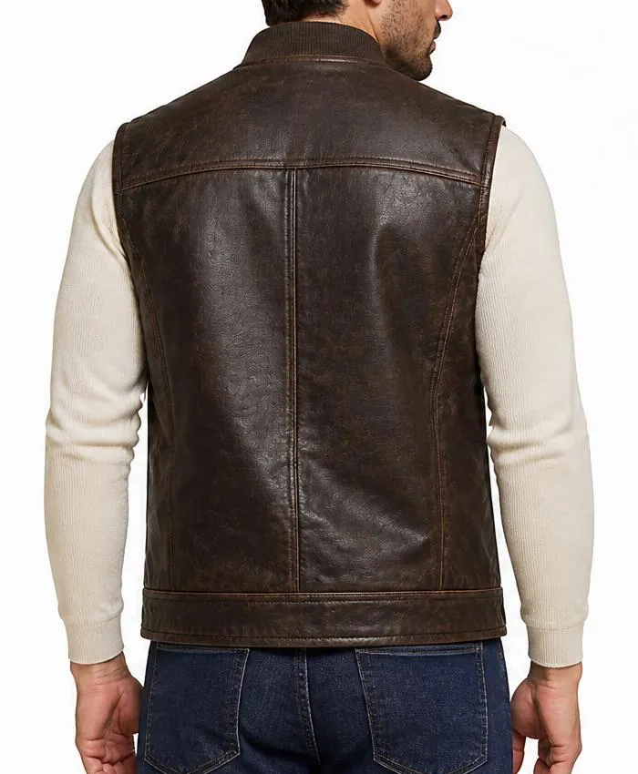 Heart of the Beast 2026 Brad Pitt Brown Leather Vest Men