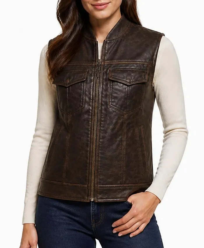 Heart of the Beast 2026 Brad Pitt Brown Leather Vest Womens