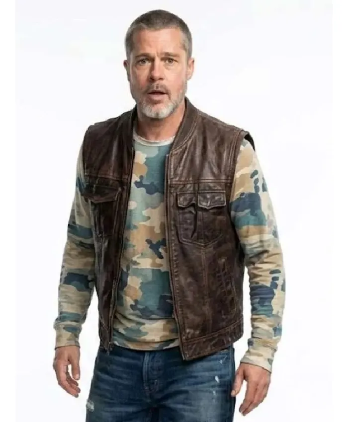 Heart of the Beast 2026 Brad Pitt Brown Leather Vest