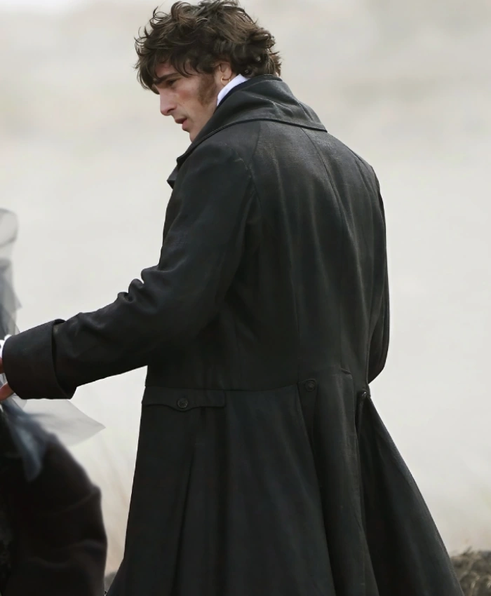 Heathcliff Movie Wuthering Heights 2026 Jacob Elordi Black Wool Coat