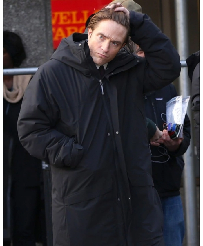 Here Comes The Flood 2025 Robert Pattinson Black Oversized Puffer Parka Coat