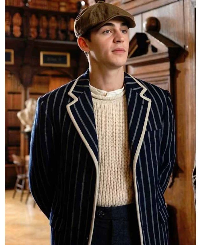 Hero Fiennes Tiffin TV Series Young Sherlock 2026 Sherlock Holmes Blue Striped Blazer Sale