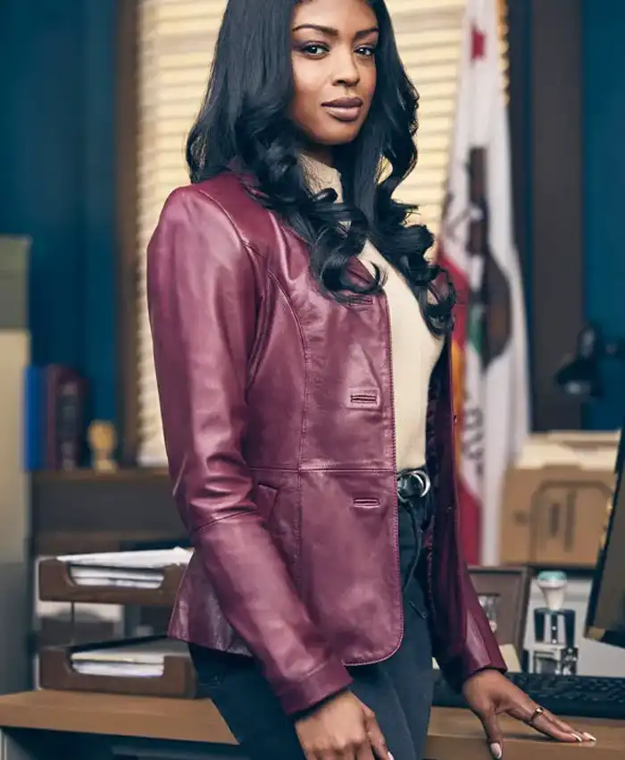 High Potential 2024 Javicia Leslie Leather Purple Blazer