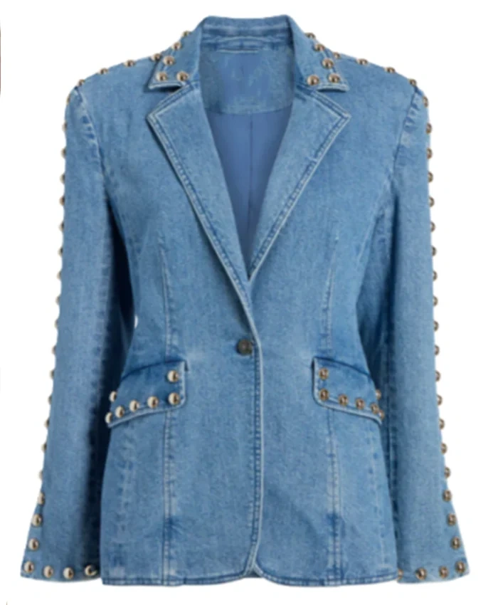 High Potential S02 Kaitlin Olson Denim Studded Blazer