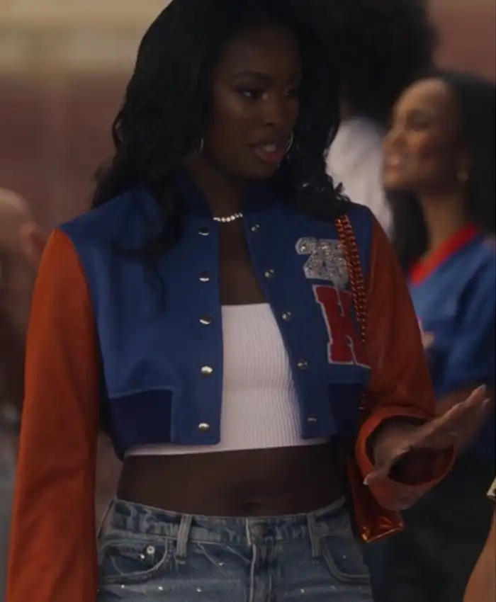 Hilary Banks TV Series Bel Air Season 03 Coco Jones Crop Varsity Jacket