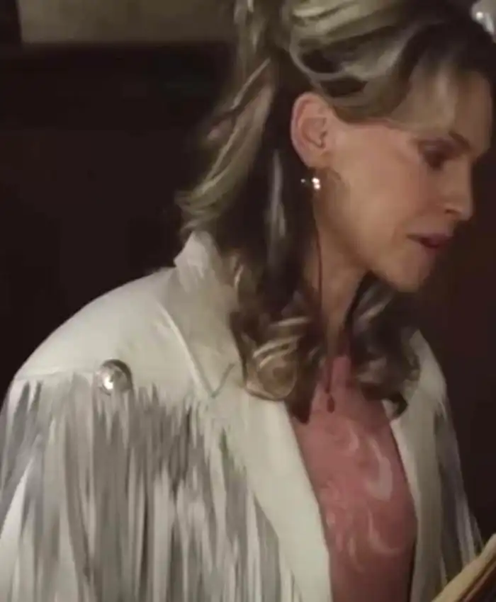 Hilary Swank Movie Ordinary Angels 2024 Sharon Stevens White Fringe Jacket