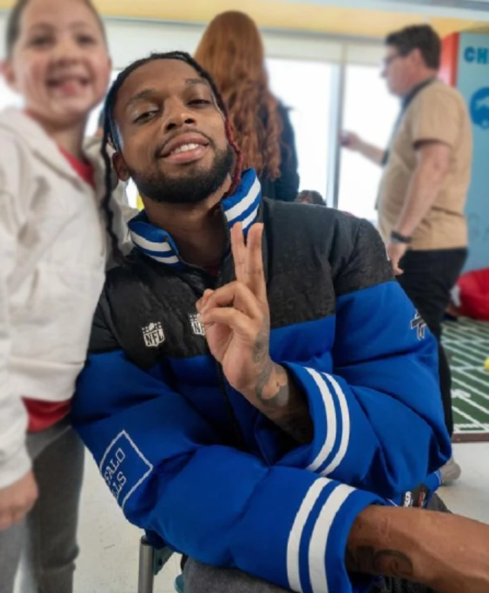Holiday Touchdown A Bills Love Story 2025 Damar Hamlin Blue Puffer Jacket
