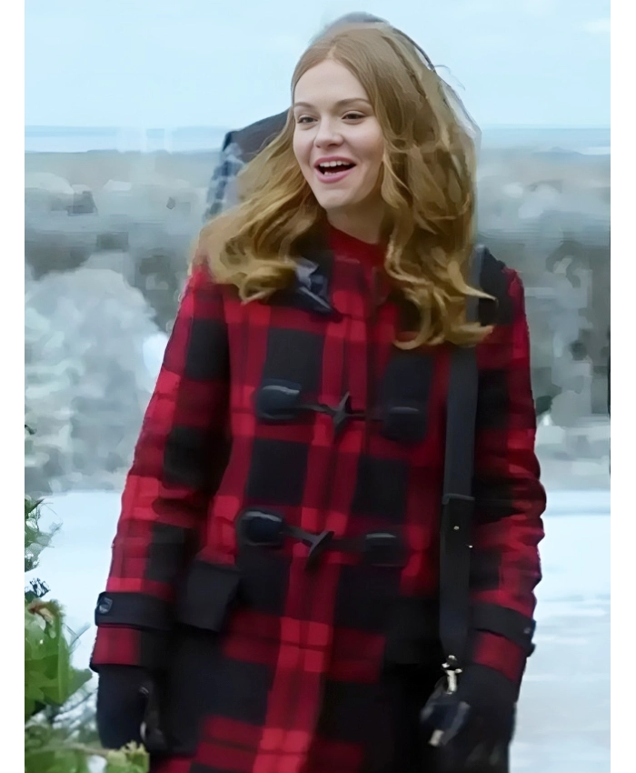 Holland Roden Film Holiday Touchdown A Bills Love Story 2025 Red And Black Plaid Coat