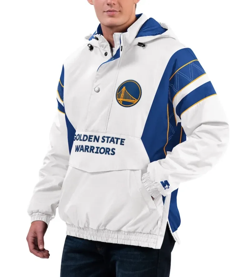 Home Team Golden State Warriors White Half Zip Jacket
