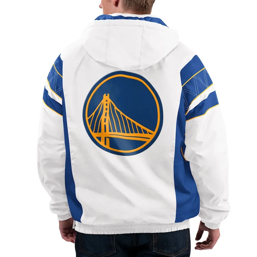 Home Team Golden State Warriors White Half Zip Jacket Back
