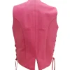 Hot Pink Side Laces Leather Motorcycle Biker Vest