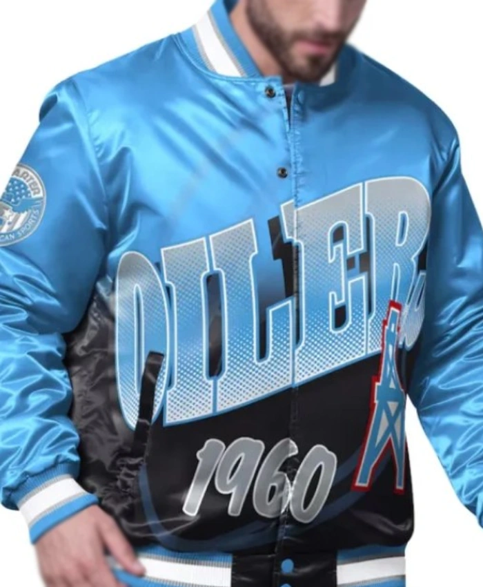 Houston Oilers Light Blue Pass Rush 2025 Varsity Full Snap Jacket