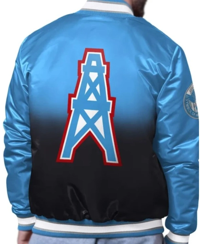 Houston Oilers Pass Rush Light Blue Varsity Jacket