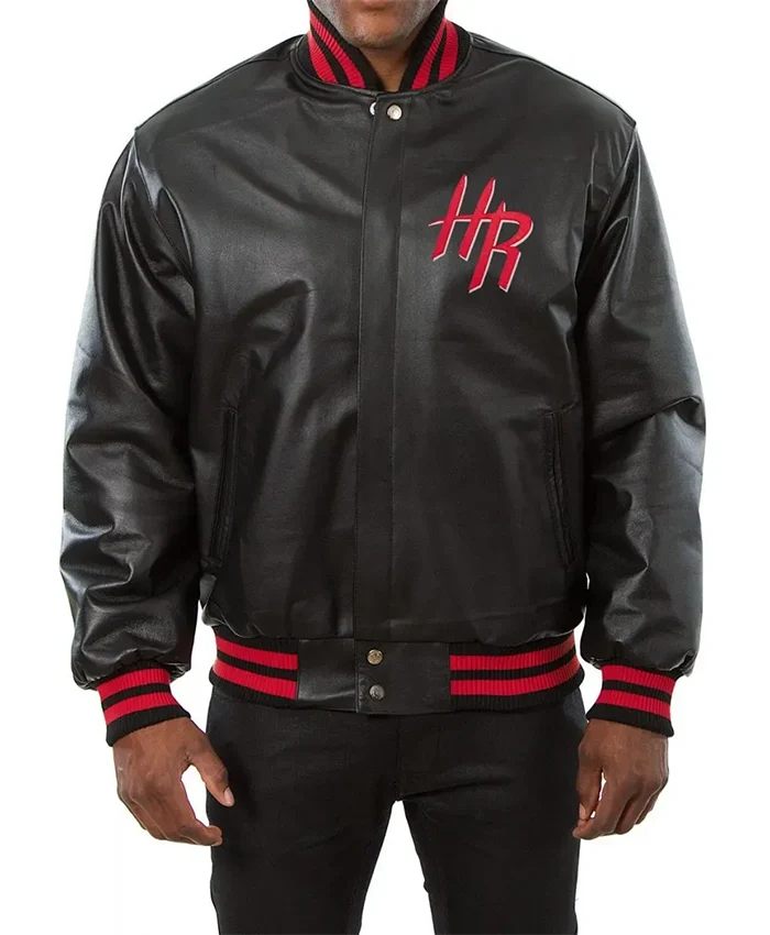 Houston Rockets Black Leather Varsity Jacket