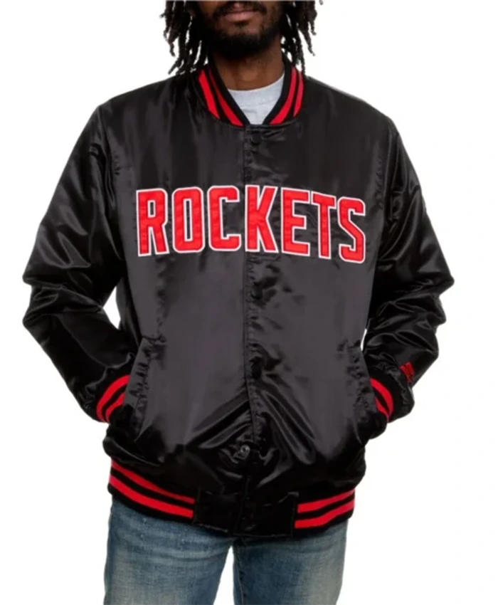 Houston Rockets Black Letterman Varsity Jacket