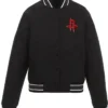 Houston Rockets Black Poly Twill Varsity Jacket