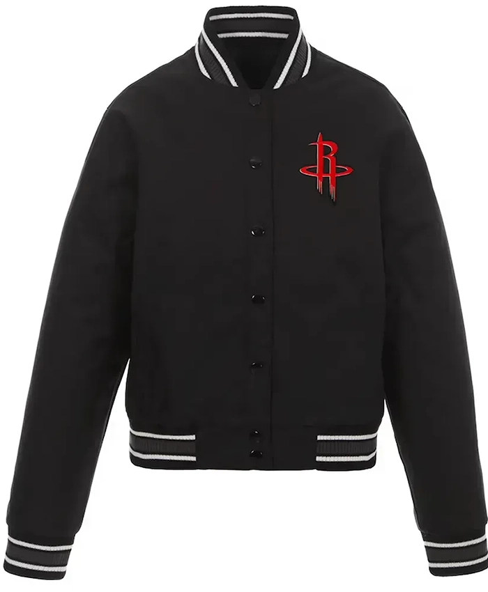 Houston Rockets Black Poly Twill Varsity Jacket