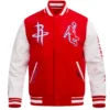 Houston Rockets Classic Rib Red And White Varsity Jacket