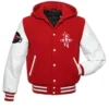Houston Rockets NBA Red And White Hooded Varsity Jacket
