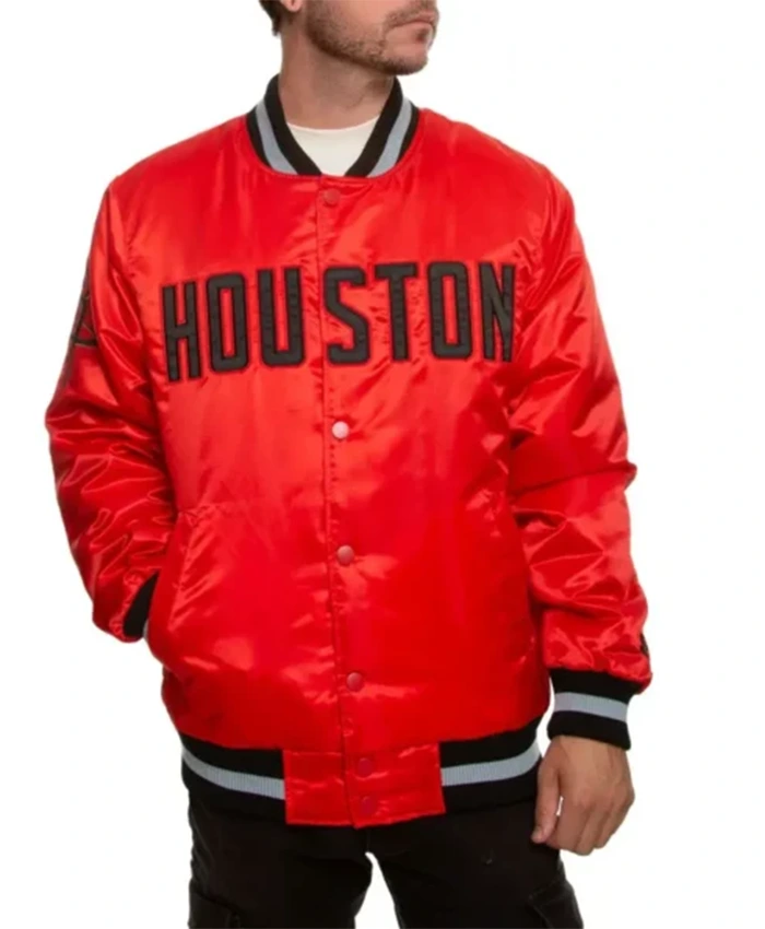 Houston Rockets Red Letterman Varsity Jacket